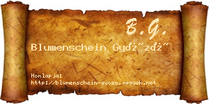 Blumenschein Győző névjegykártya